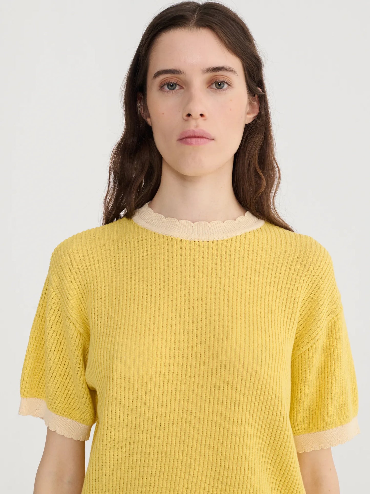 Openwork knitted cotton jumper