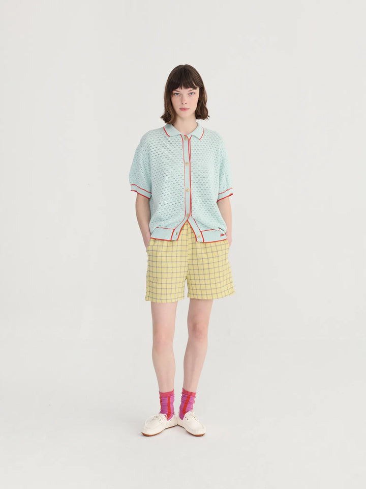 Openwork knitted cotton cardigan