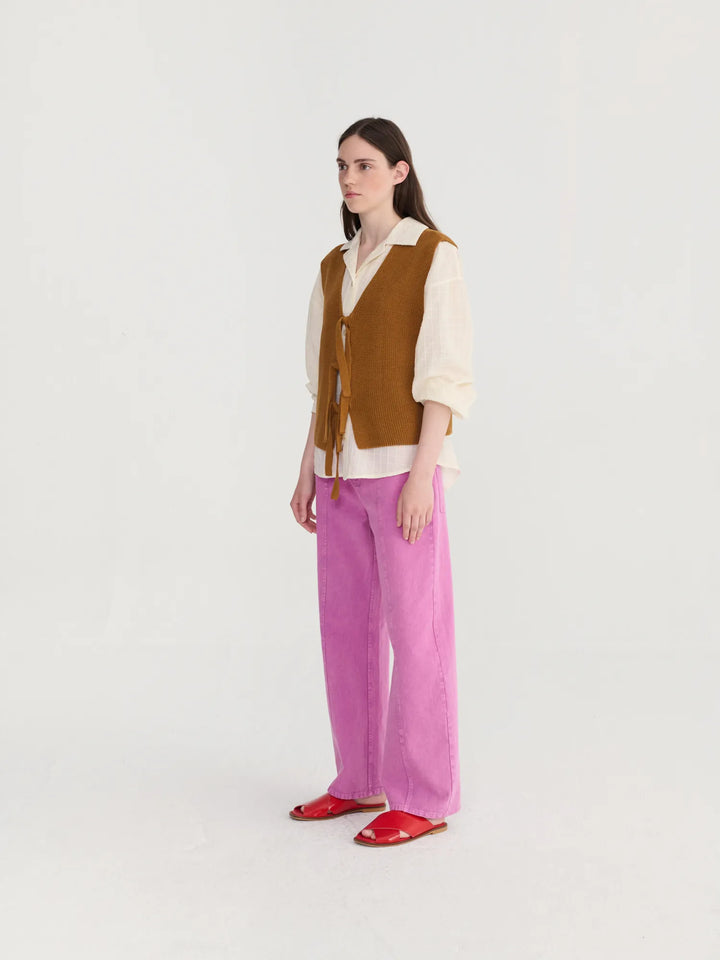 Chaleco de algodón de punto calado