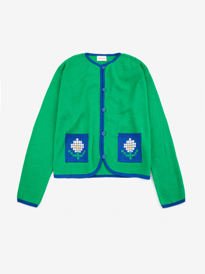 Cárdigan de algodón fino Pixel Daisy