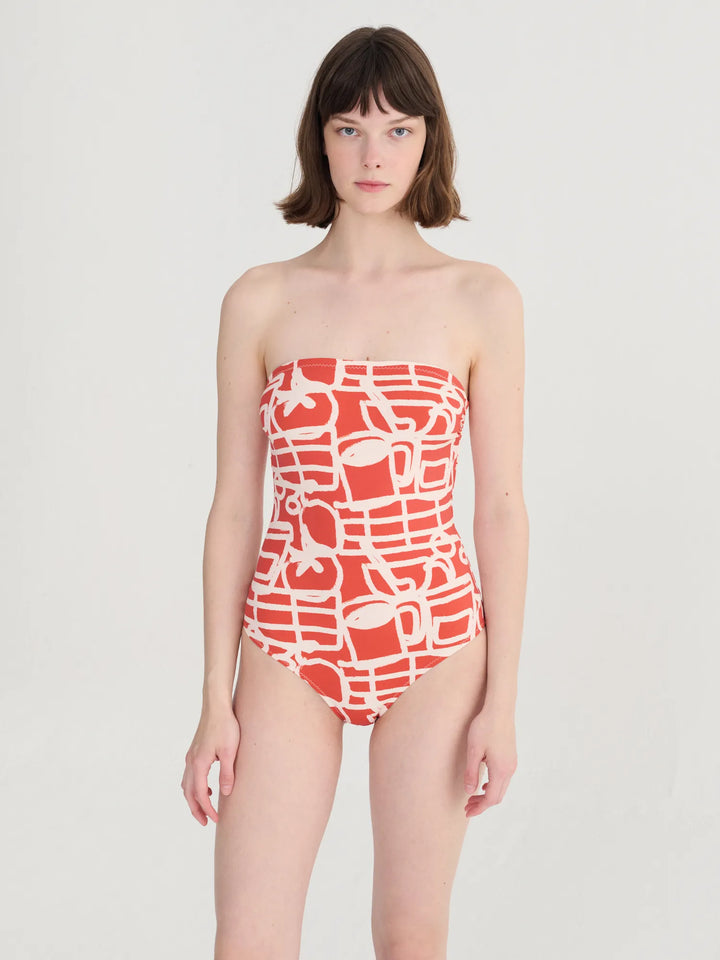 Cookery festival pattern recycled swimsuit