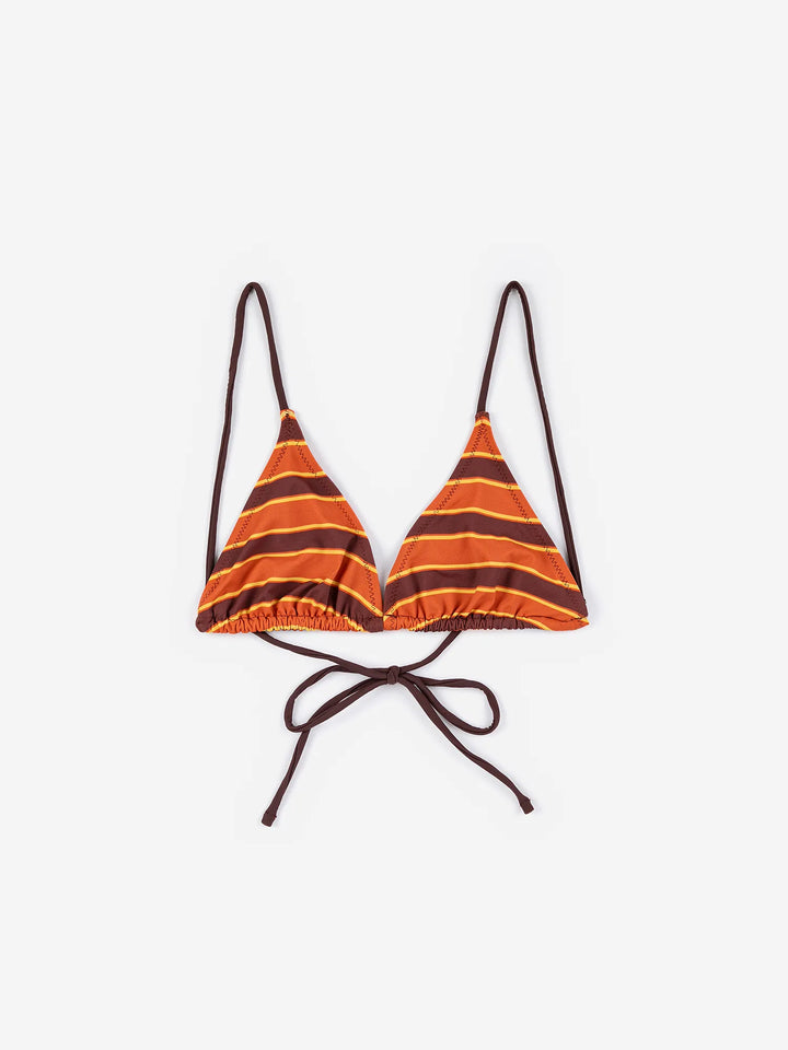 Stripes recycled triangle bikini top