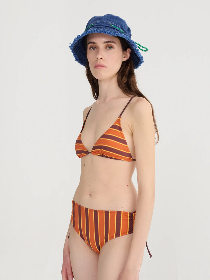 Stripes recycled tied bikini bottom