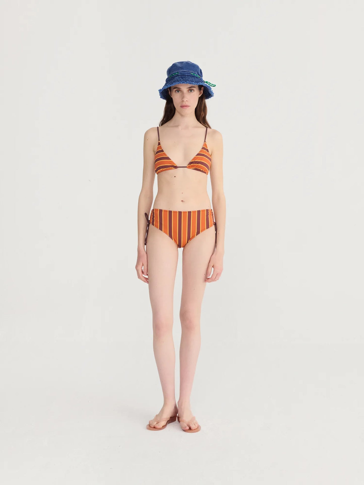 Stripes recycled tied bikini bottom