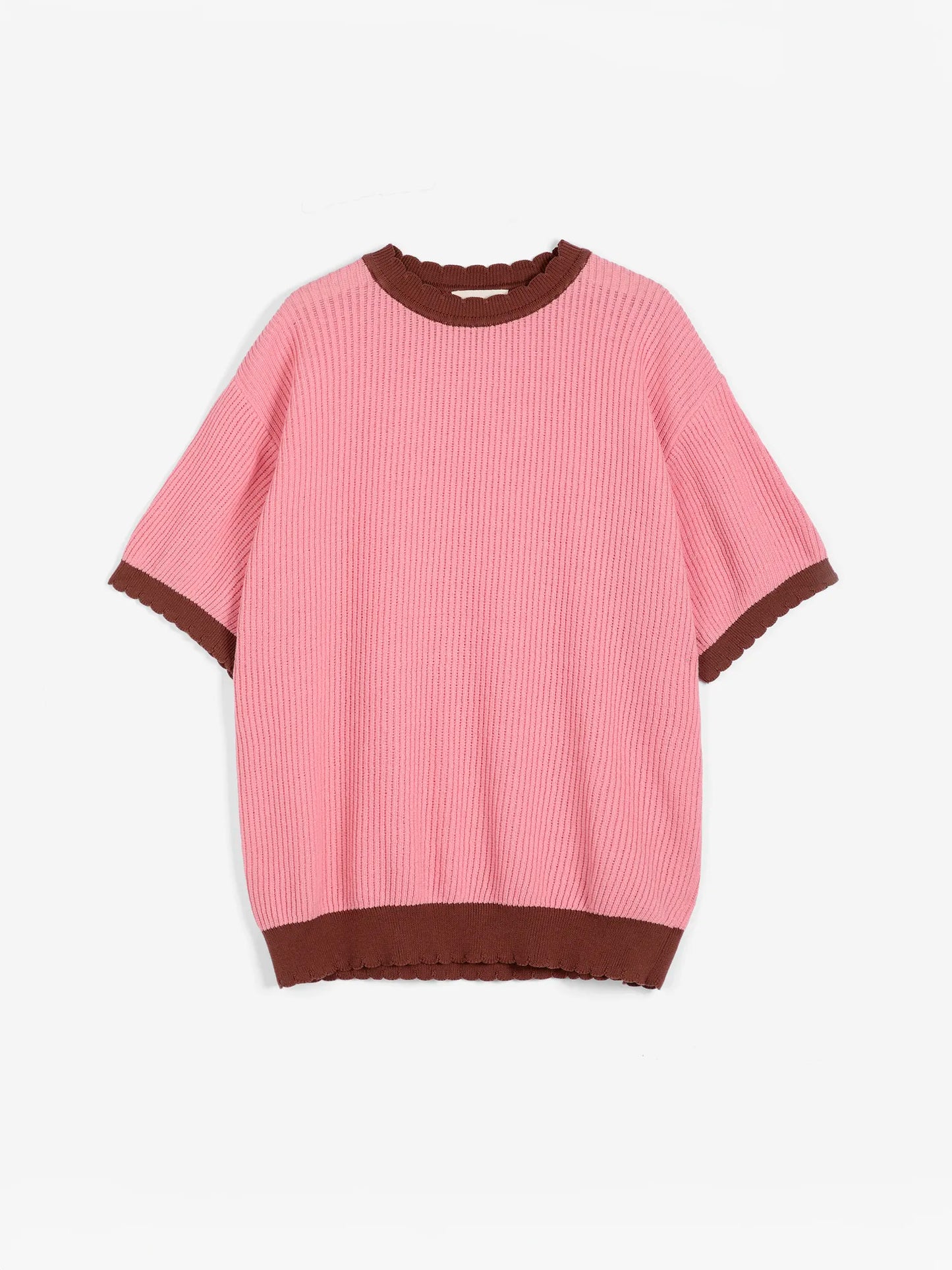 Openwork knitted cotton jumper