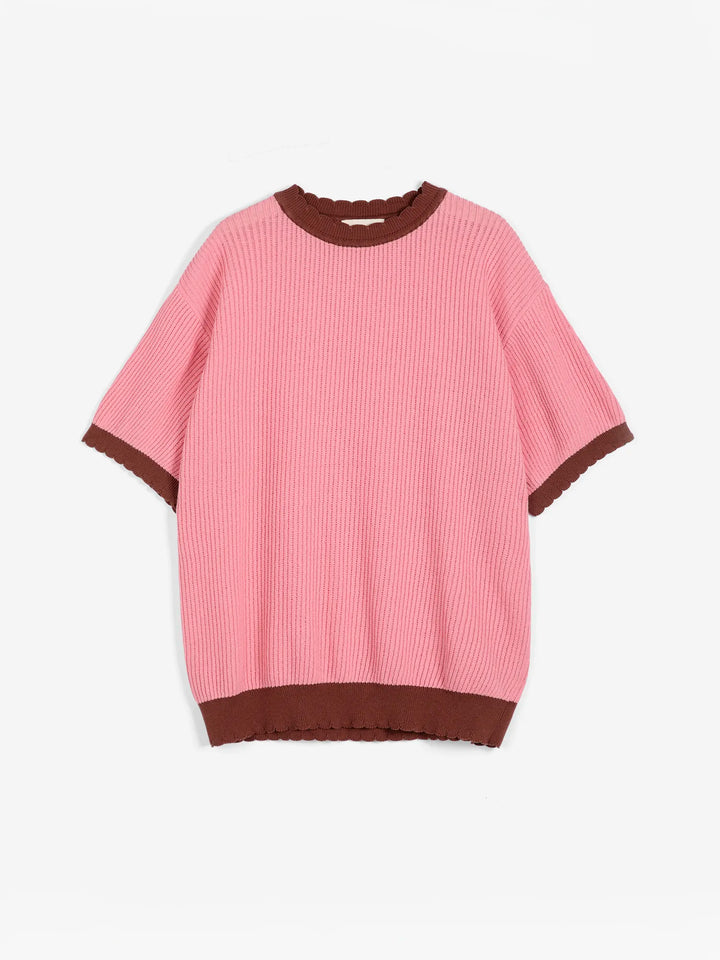 Openwork knitted cotton jumper