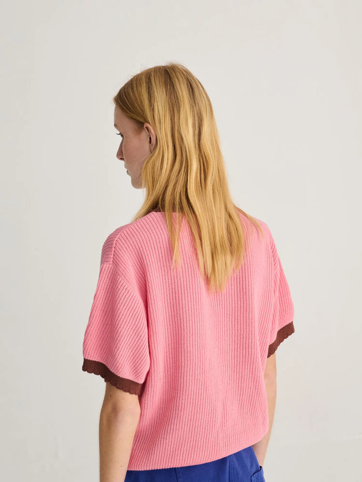 Openwork knitted cotton jumper