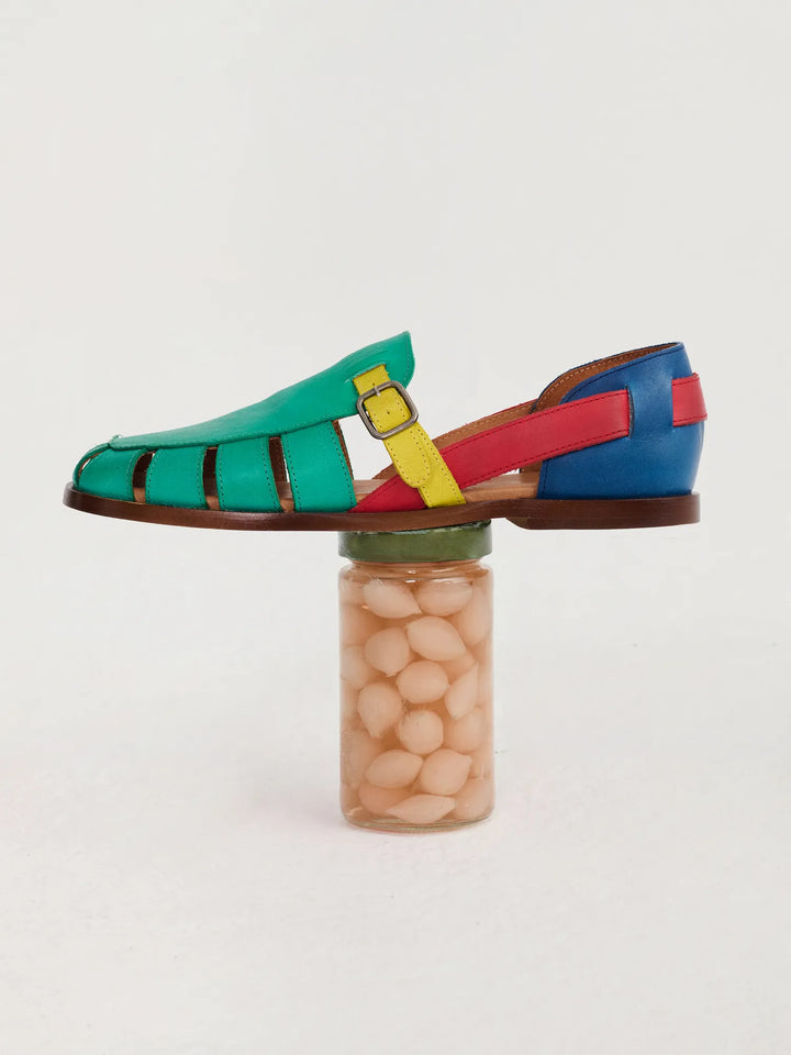 Pickles color block leather sandal