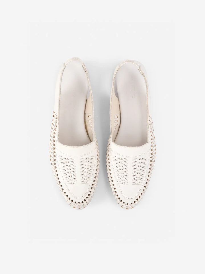 Braided leather slingback flat shoes