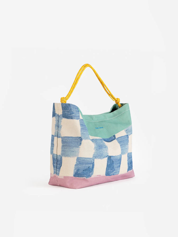 Color block canvas cross-body bag