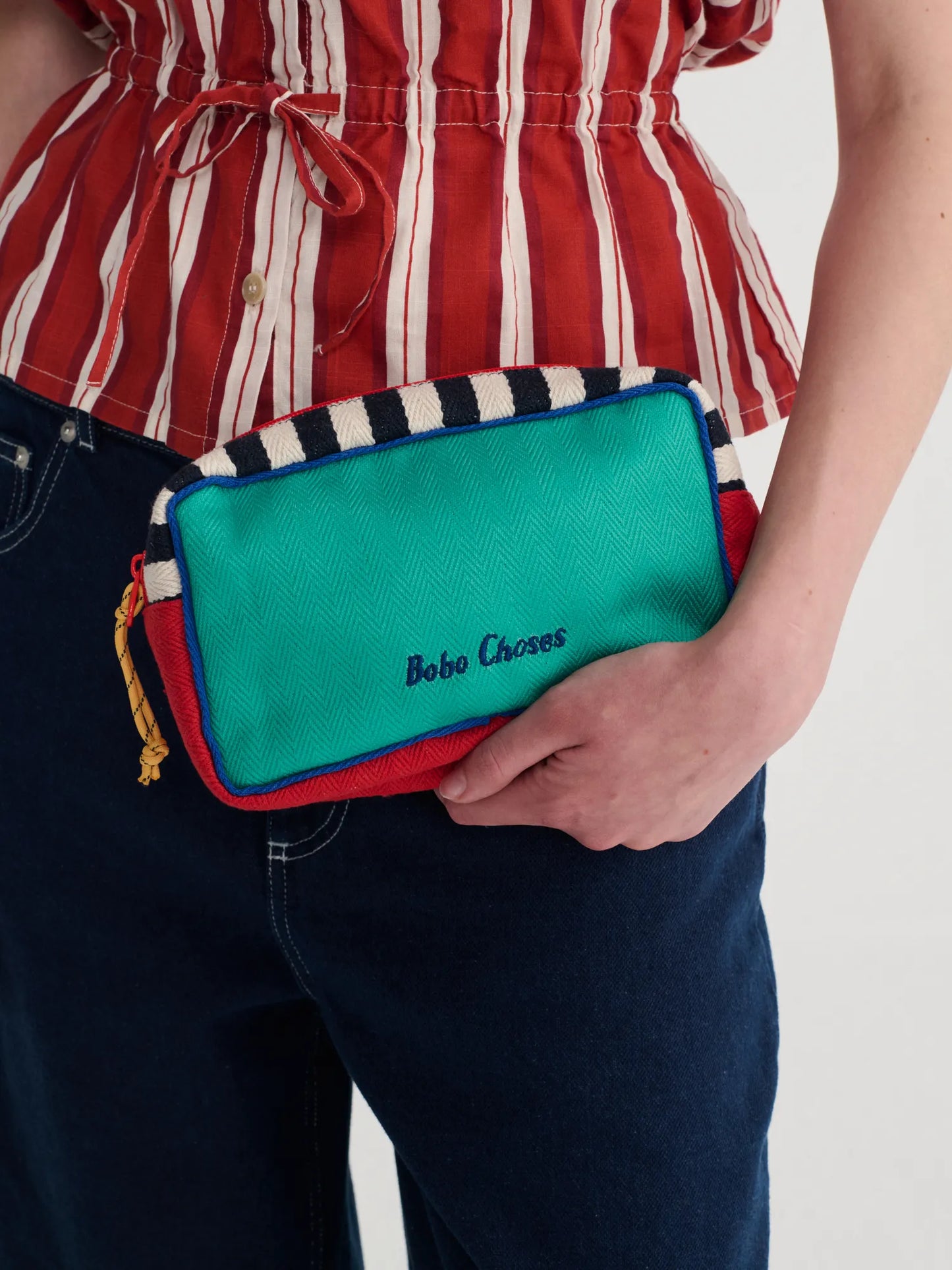 Color block cotton pouch