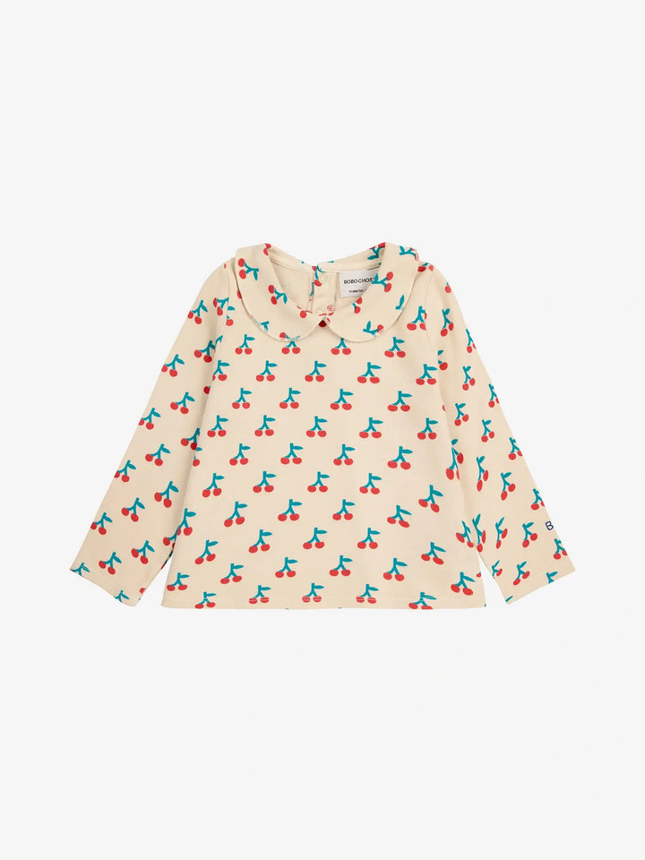 Cherry all over collar T-shirt