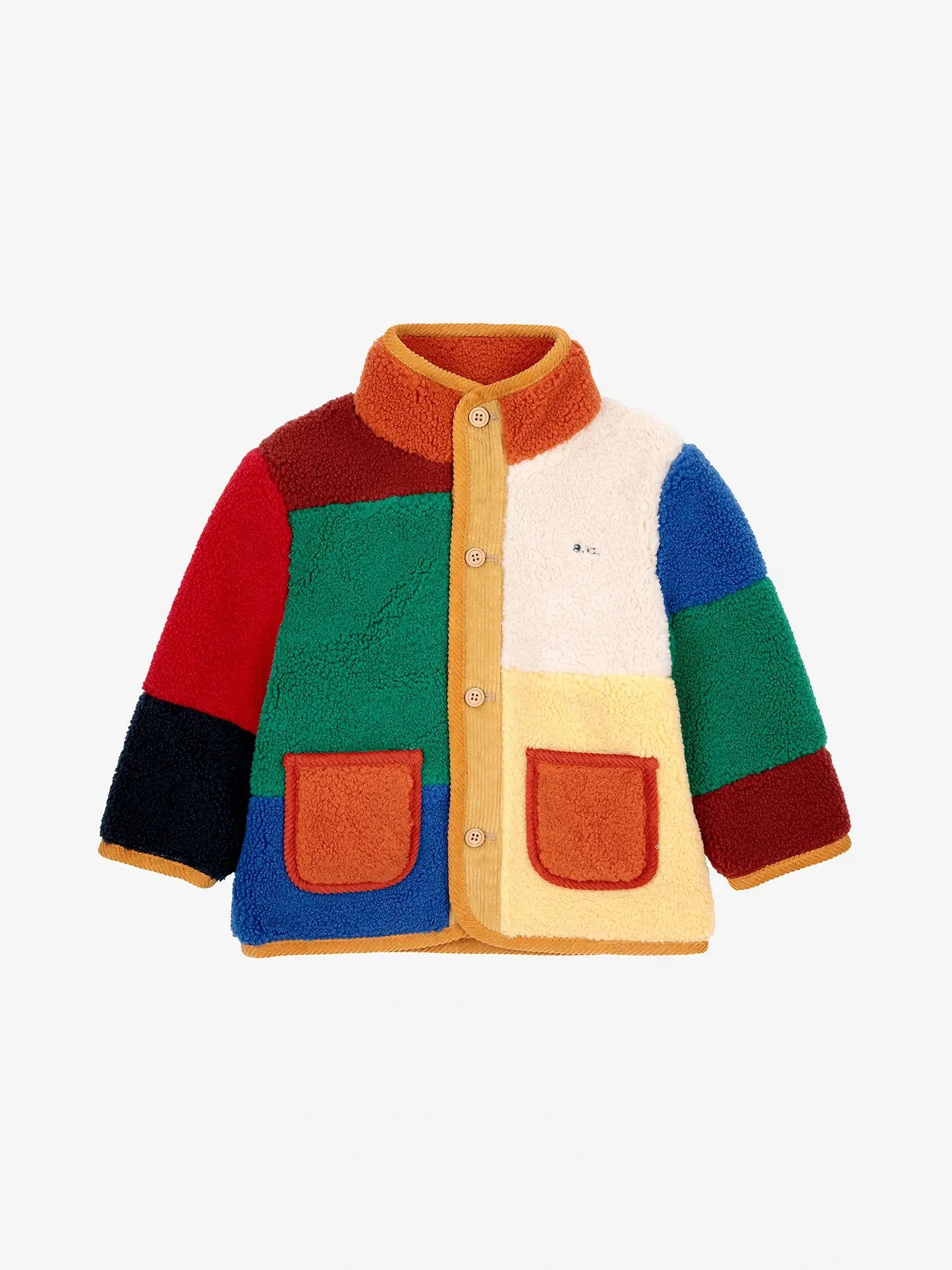 color block sheepskin jacket