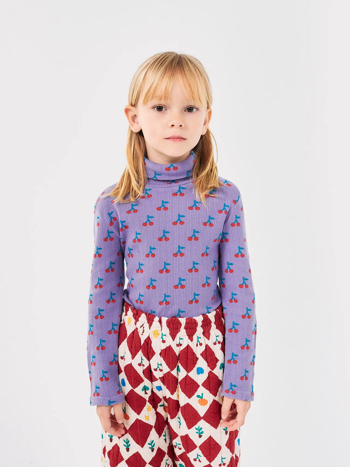 Cherry all over turtle neck T-shirt