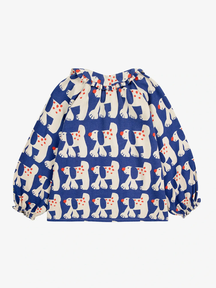 Fairy Dog all over ranglan sleeve woven blouse