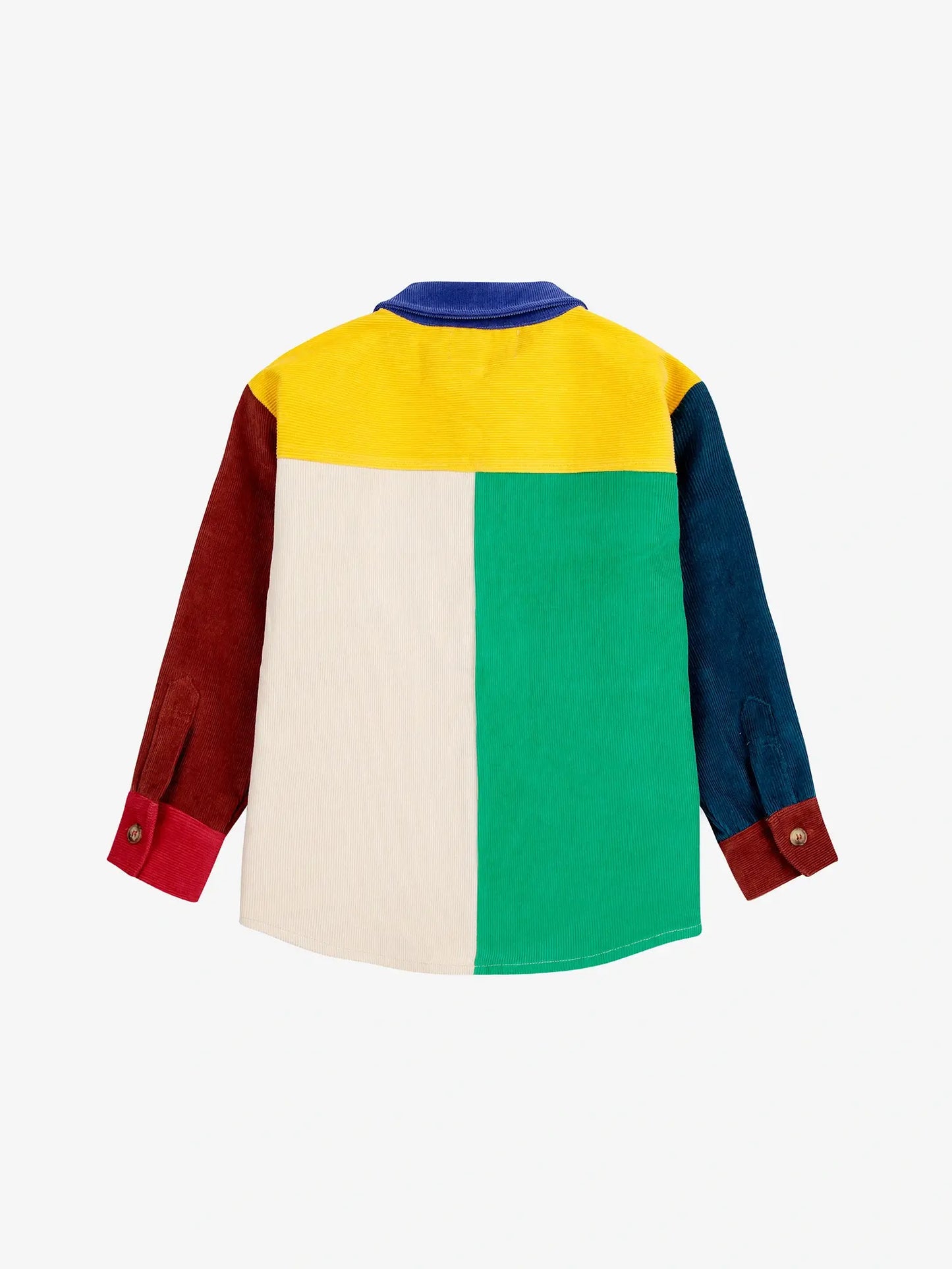 Bobo Square embroidery Color block corduroy shirt