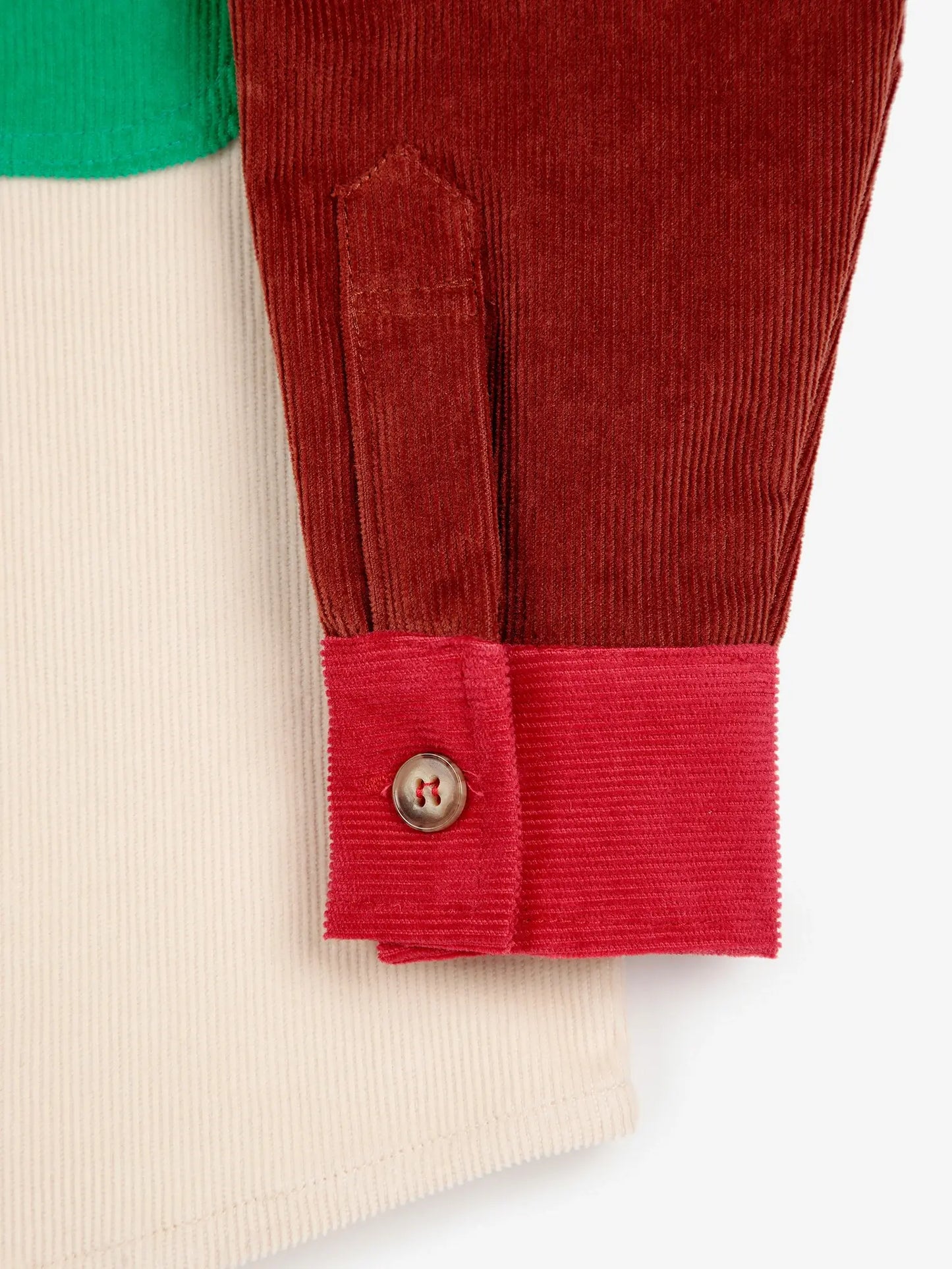 Bobo Square embroidery Color block corduroy shirt