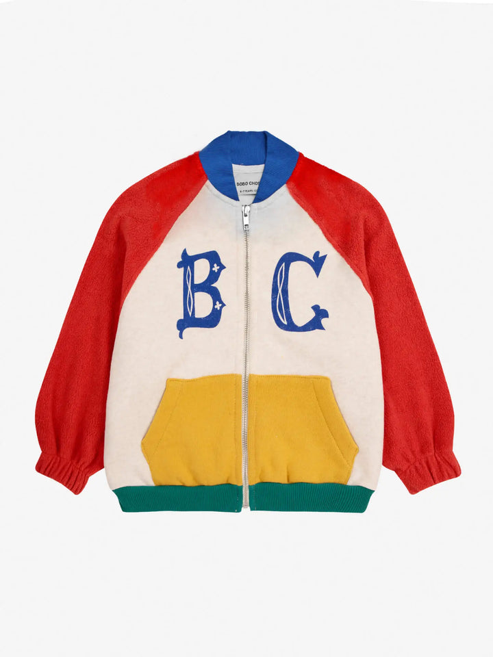 B.C vintage color block zipped sweatshirt