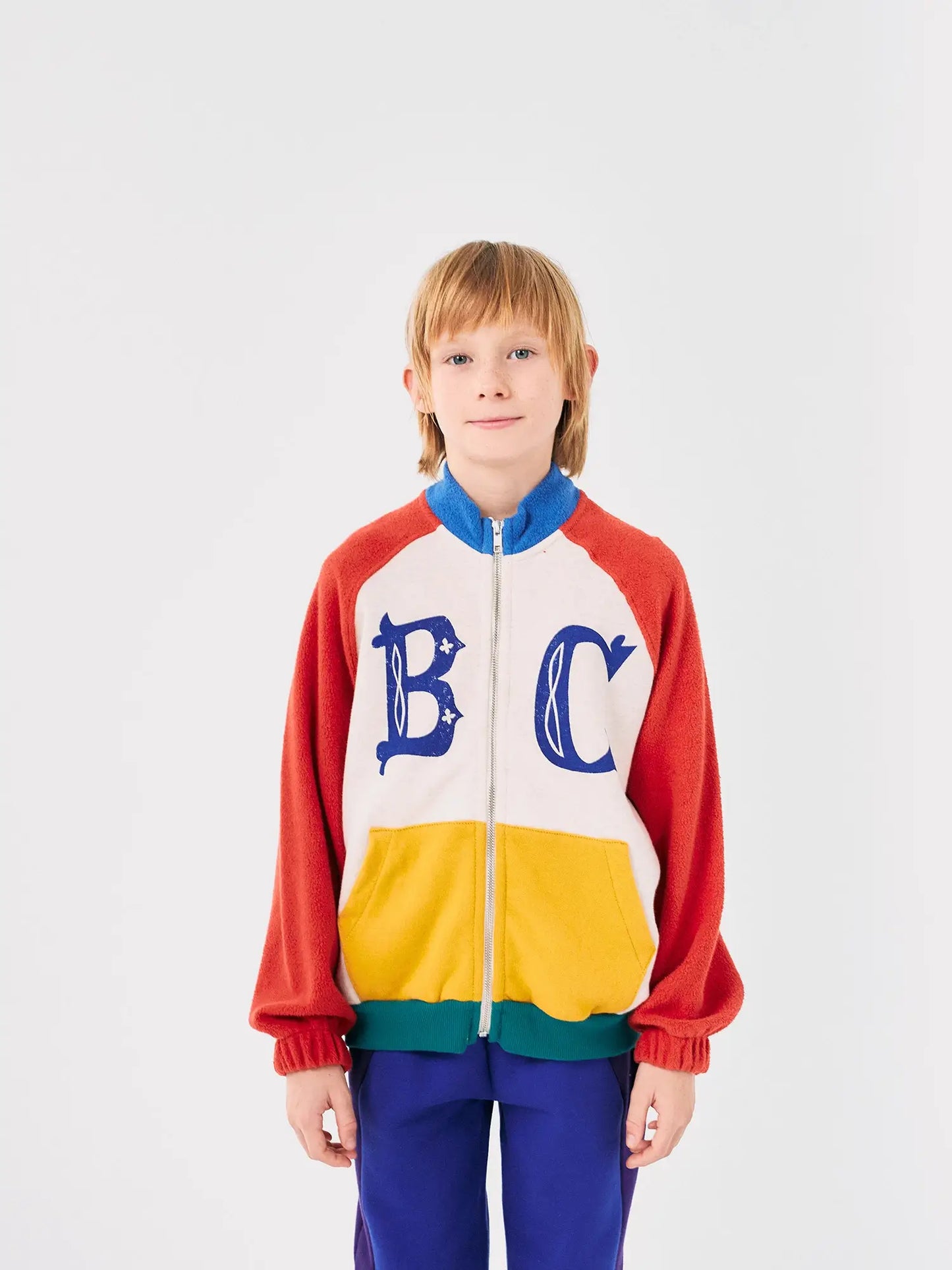 B.C vintage color block zipped sweatshirt