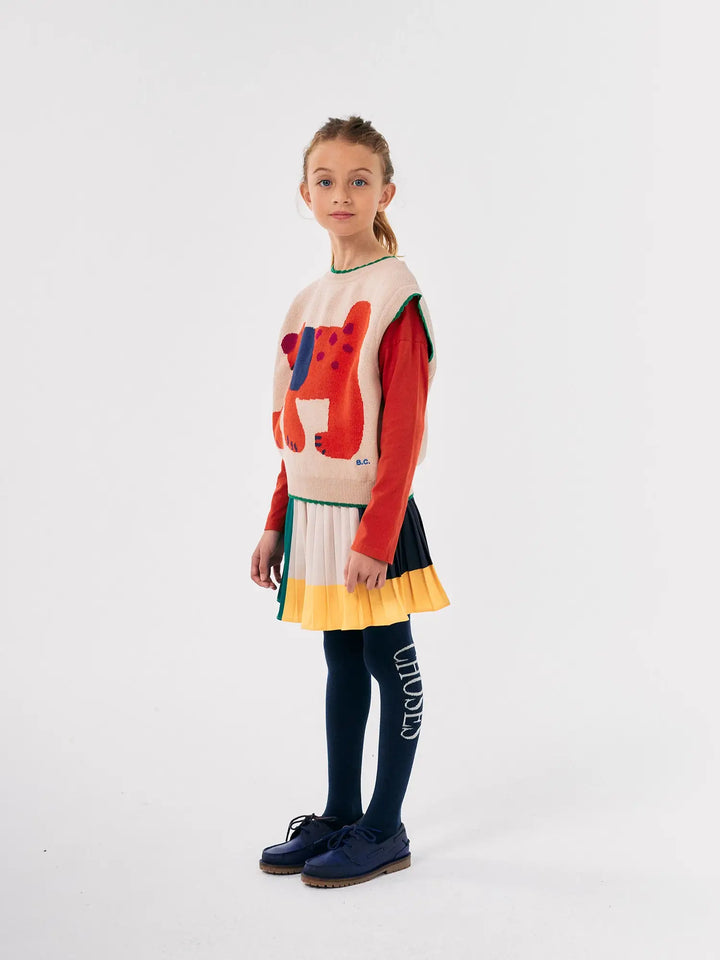Color Block pleated woven skirt