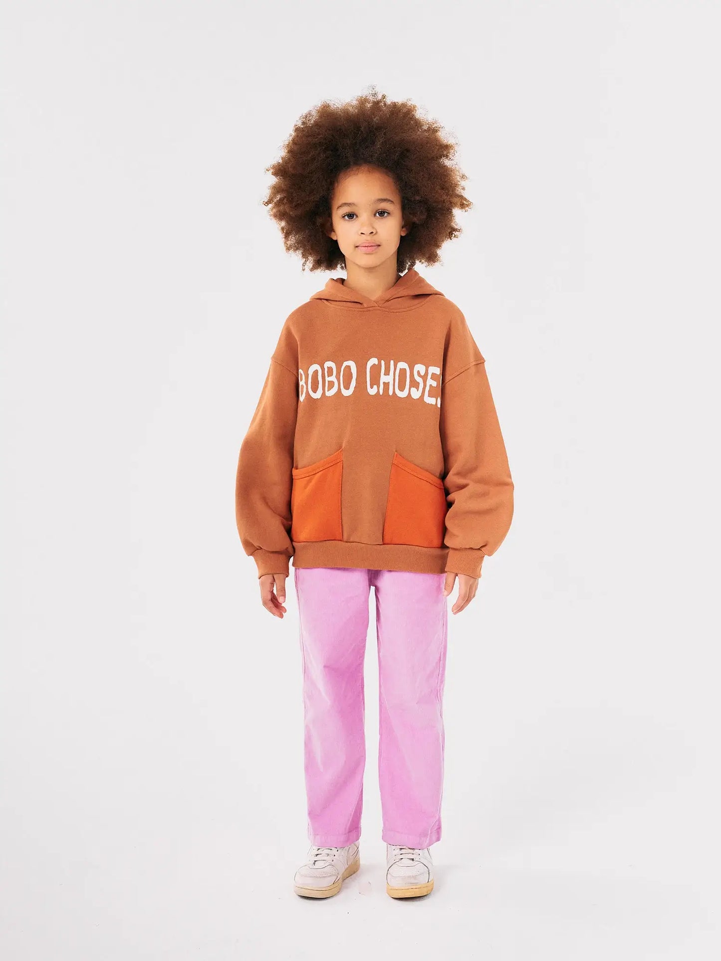 Pantalon droit rose en velours côtelé Bobo Choses