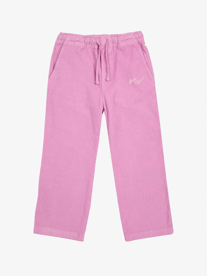 Pantalon droit rose en velours côtelé Bobo Choses