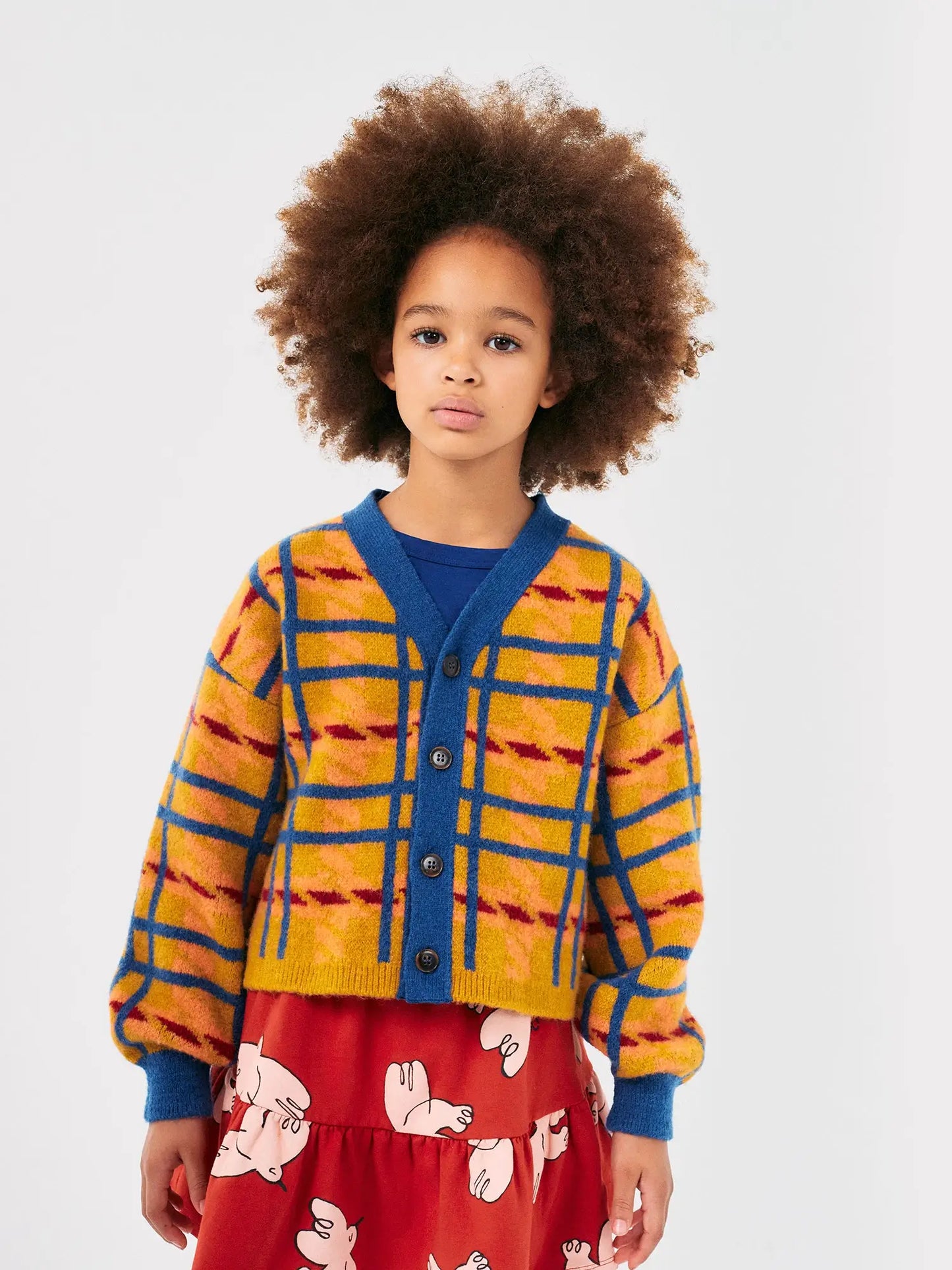 Madras check jacquard crop cardigan