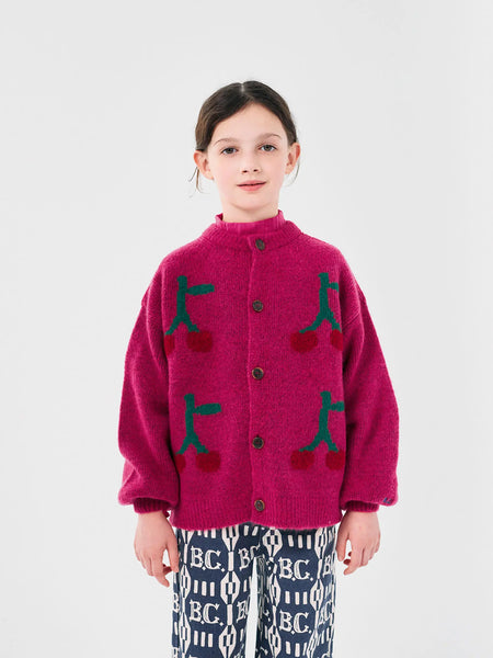 Fuchsia Intarsia Cardigan for Kids | Bobo Choses Fuchsia Intarsia Cardigan for Kids | Bobo Choses