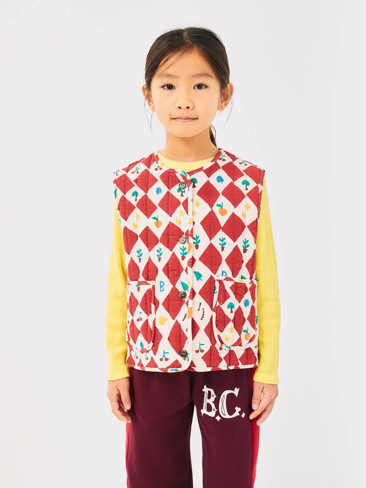 Harlequin all over quilted vest