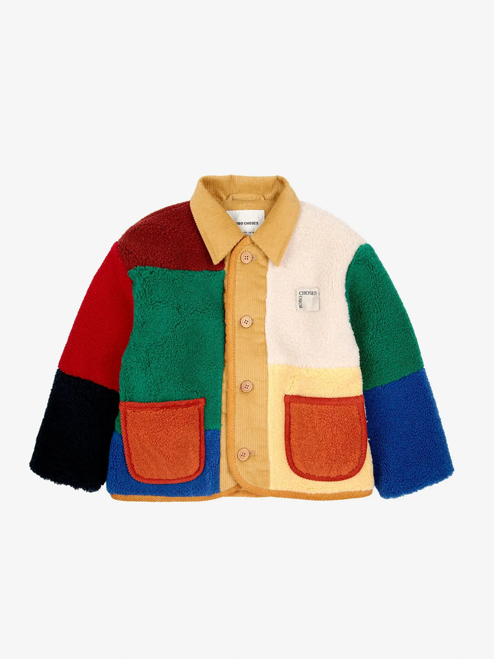 Lammfelljacke Color Block