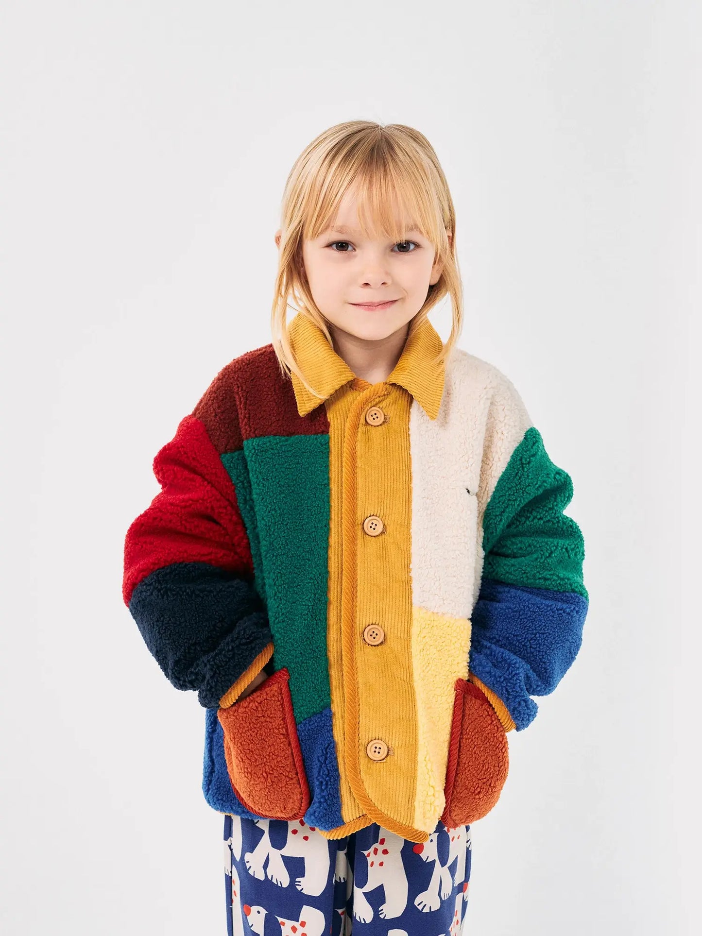 Color Block sheepskin jacket