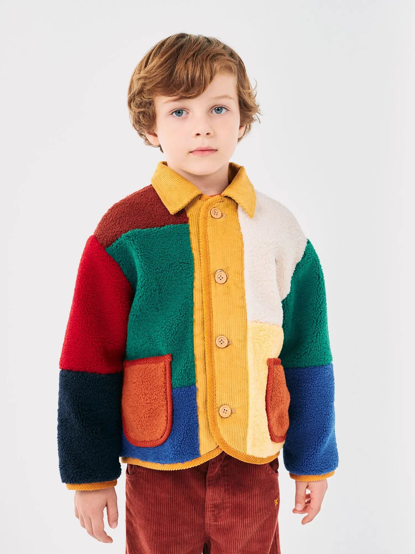 Color Block sheepskin jacket