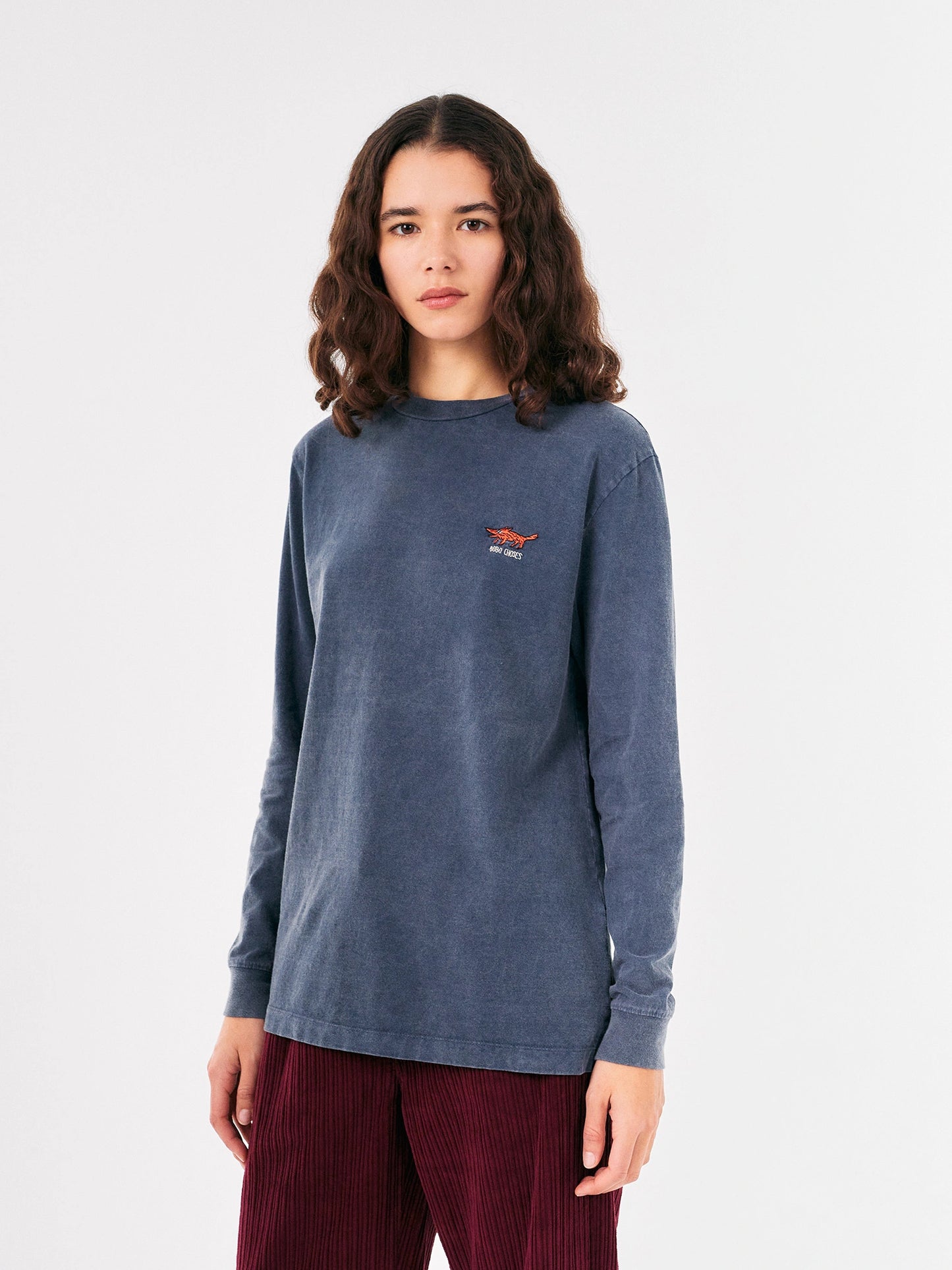 Fox embroidery long sleeve T-shirt