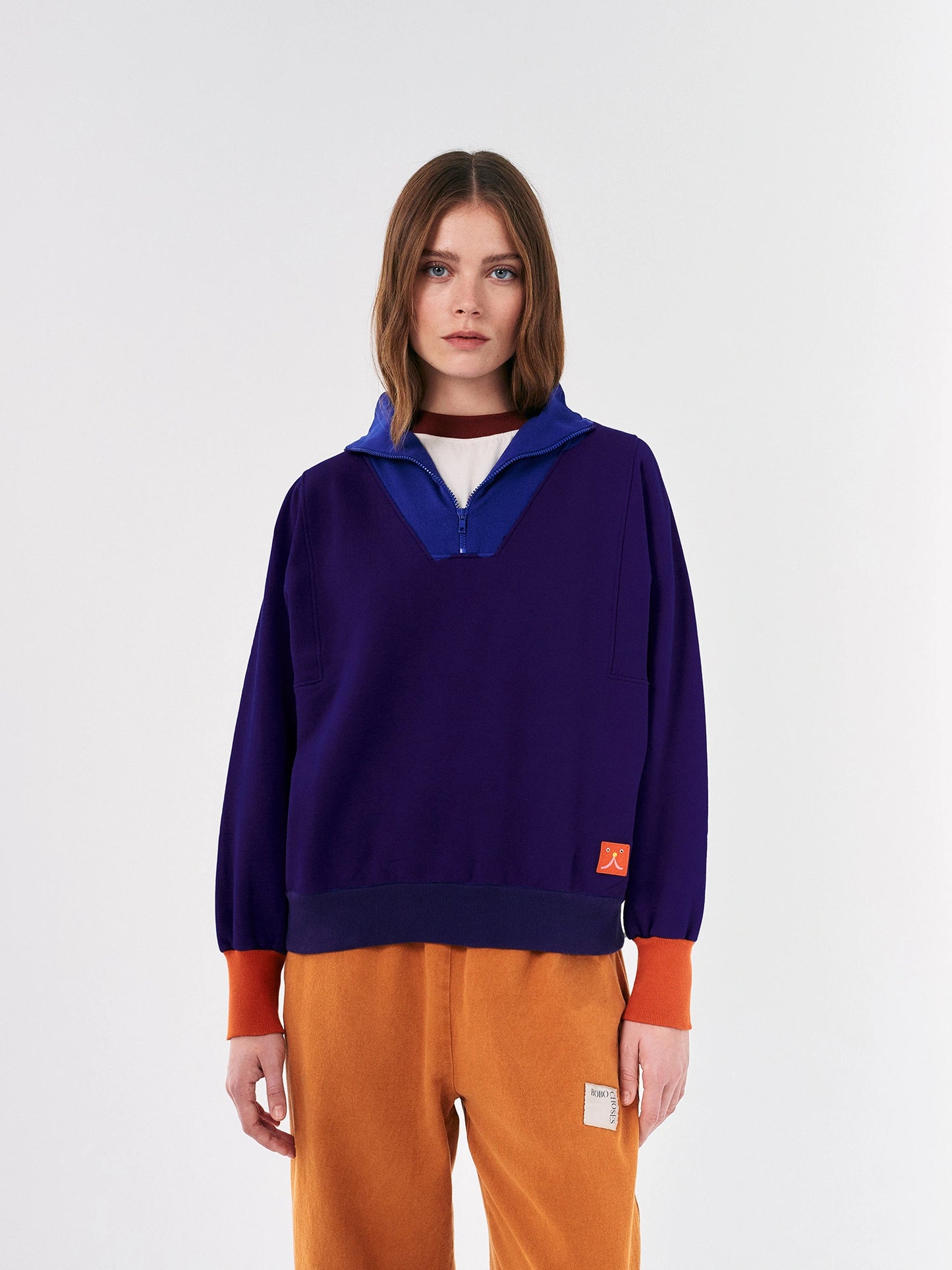 Reißverschluss-Sweatshirt mit Color Block