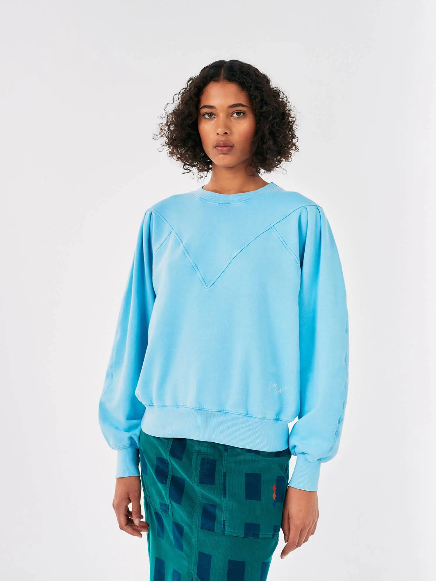 Light Blue Detailed Sweatshirt Bobo Choses