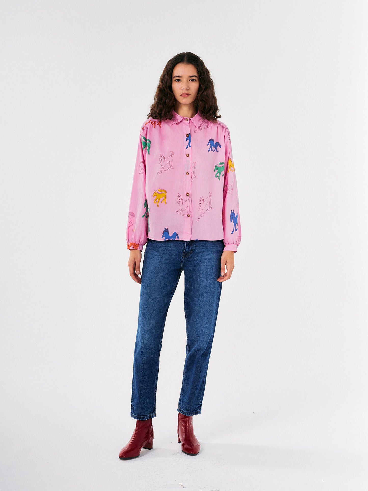 Camisa frunzida amb estampat Wonder Horse