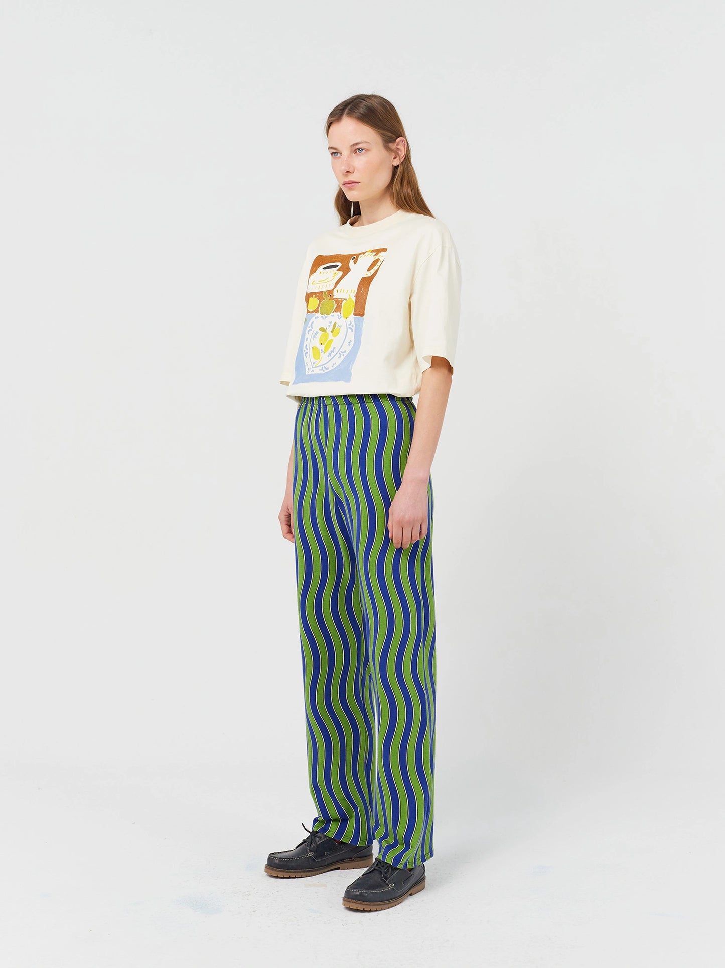 Pantalon imprimé vagues multicolores