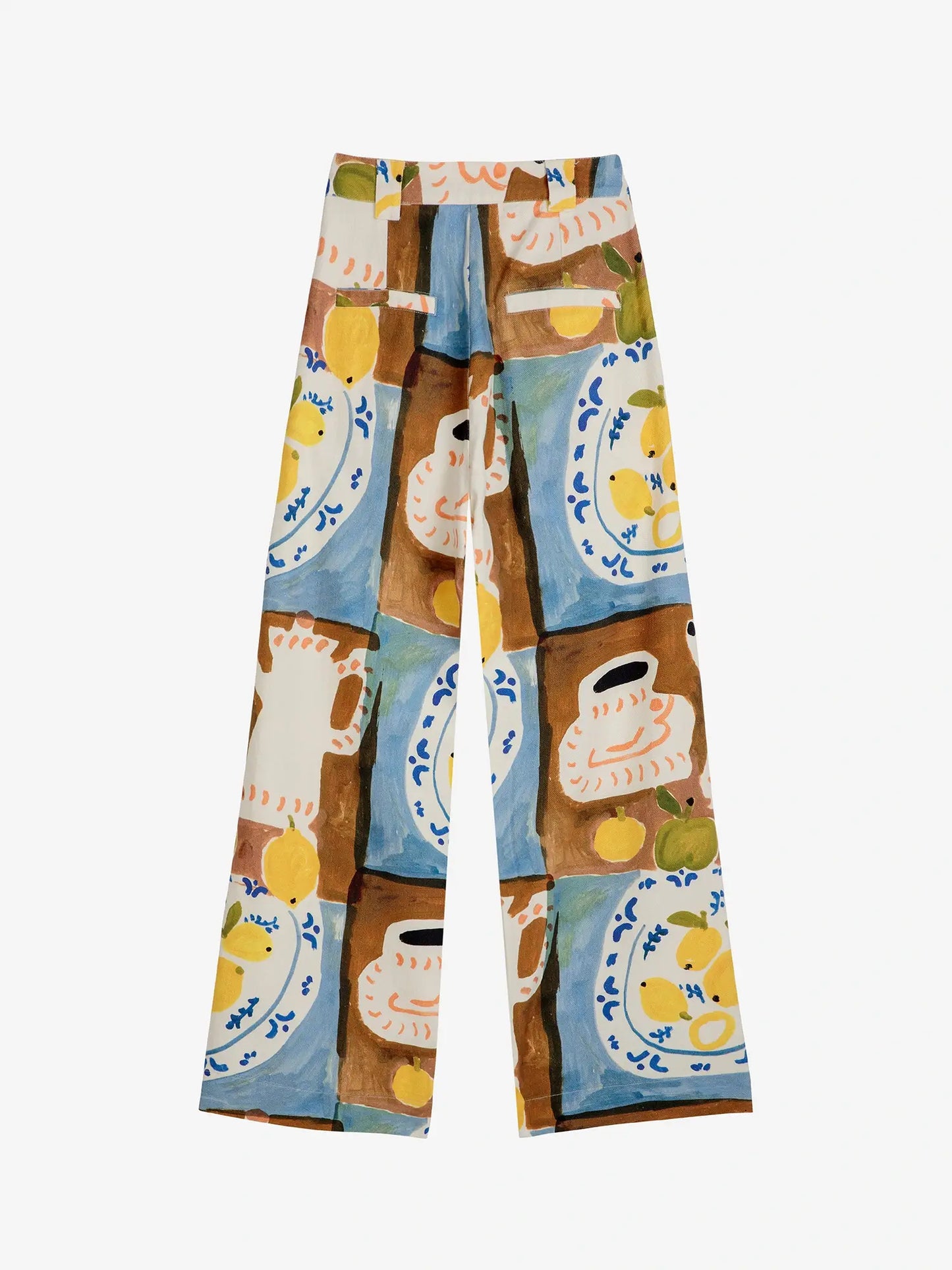 Abstract Tea Time printed wide-leg pleated pant