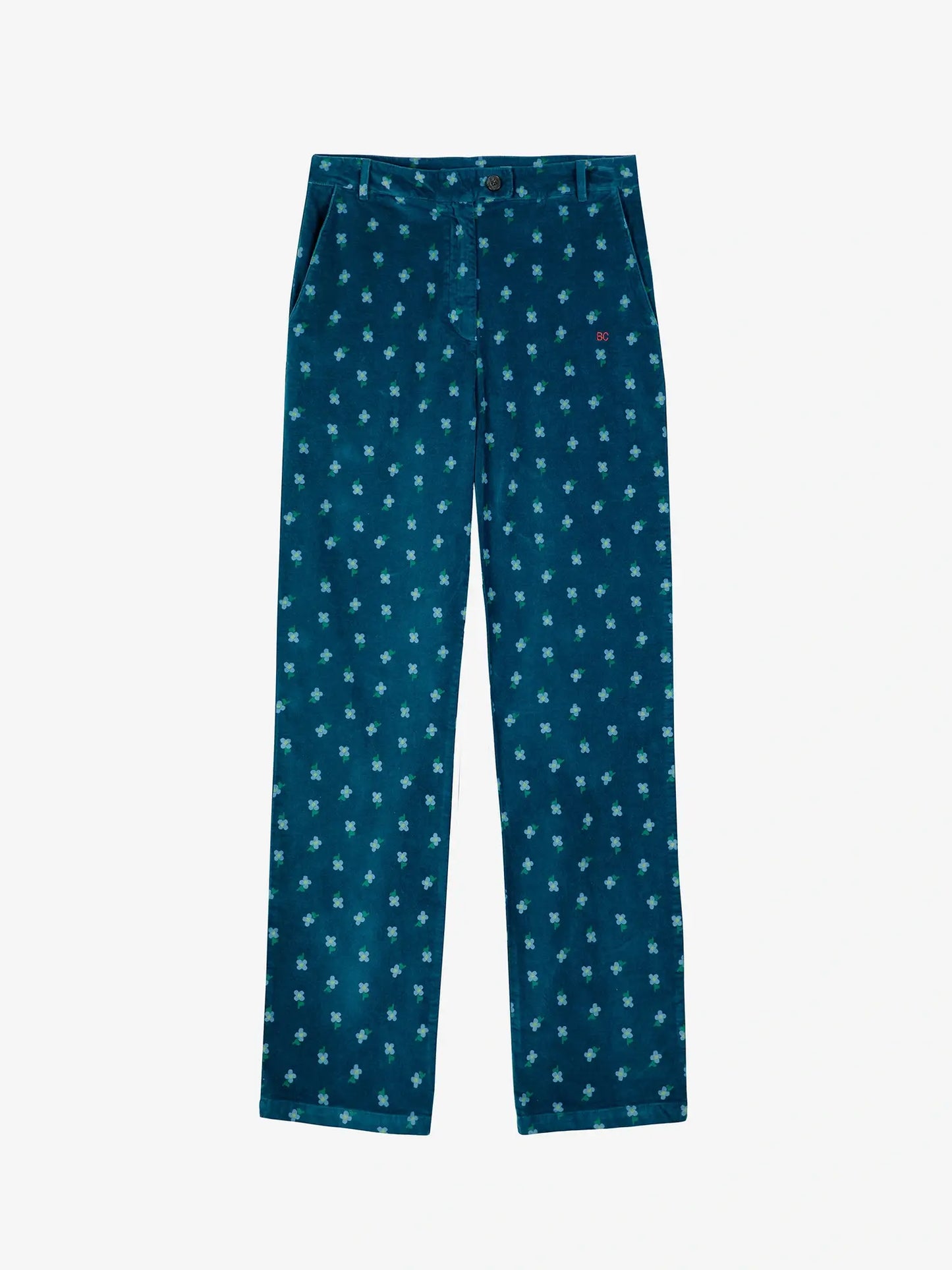 Floral printed velvet pants