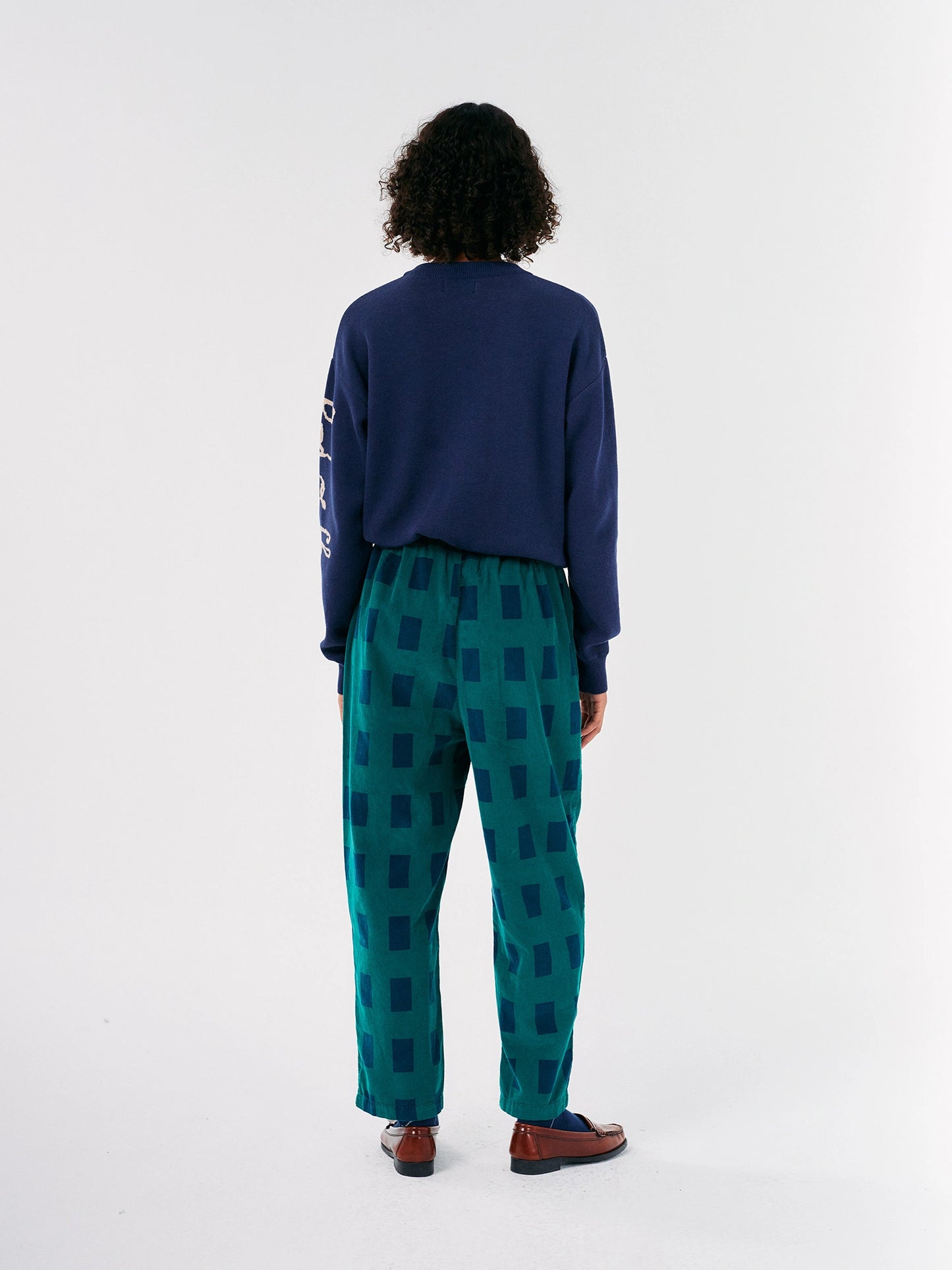 Checked corduroy cocoon pants