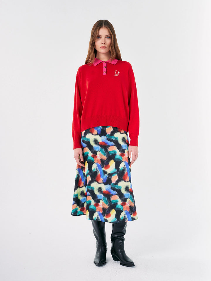 Faldilla midi asimètrica estampada Fantasy World