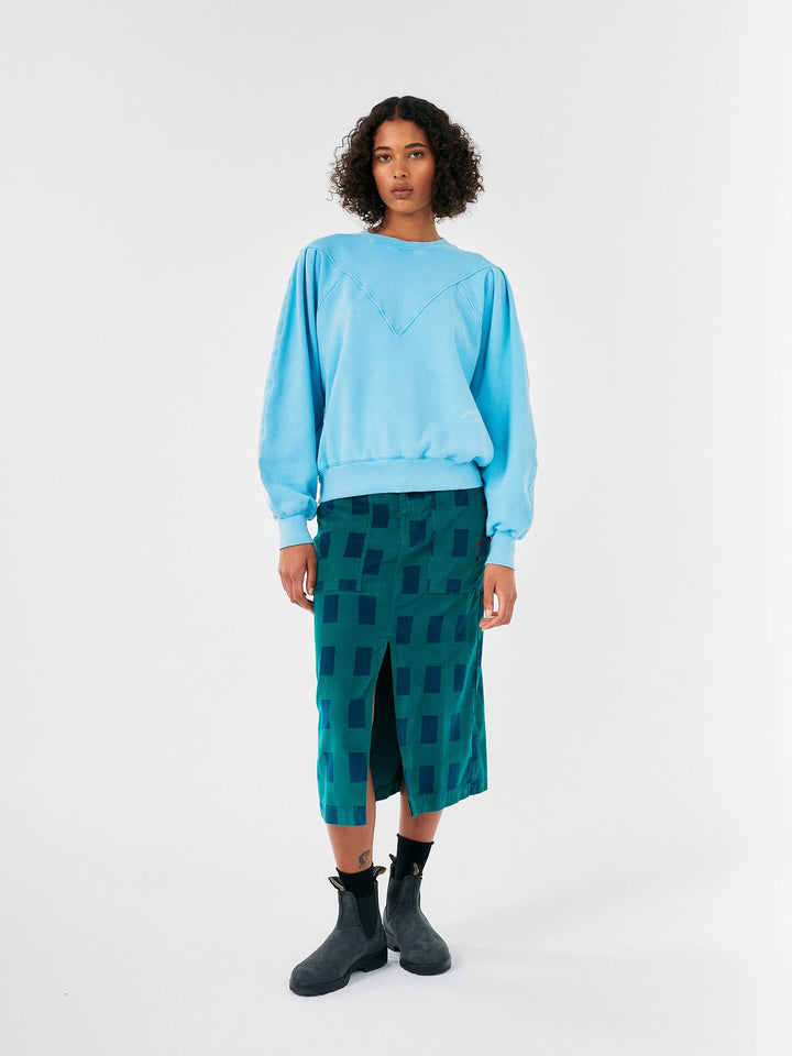 Checked corduroy pencil skirt