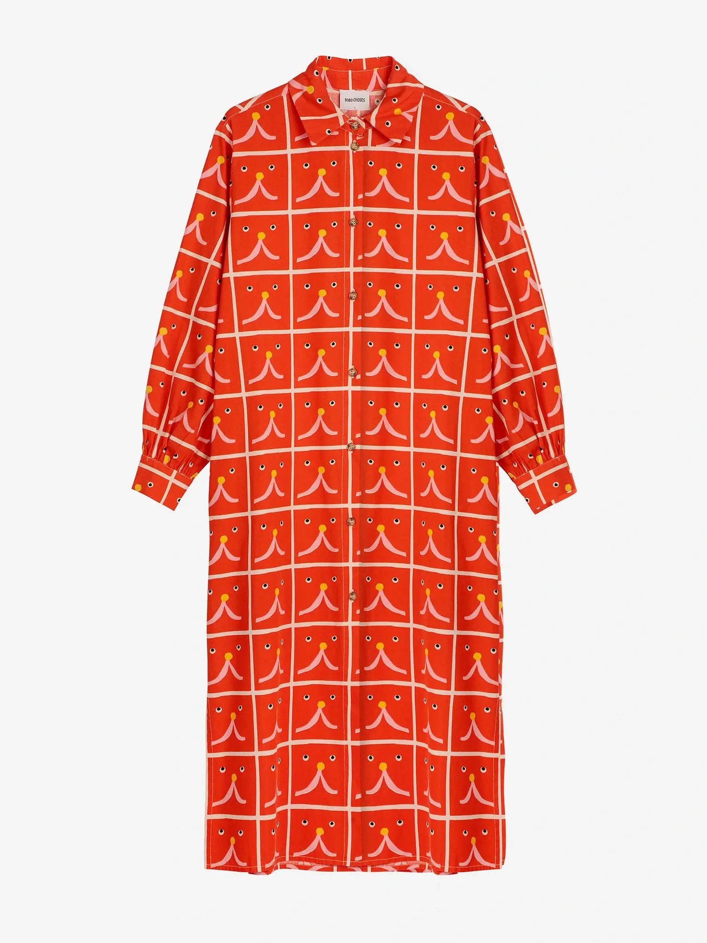 Abstract Cat Smile printed shirt dress