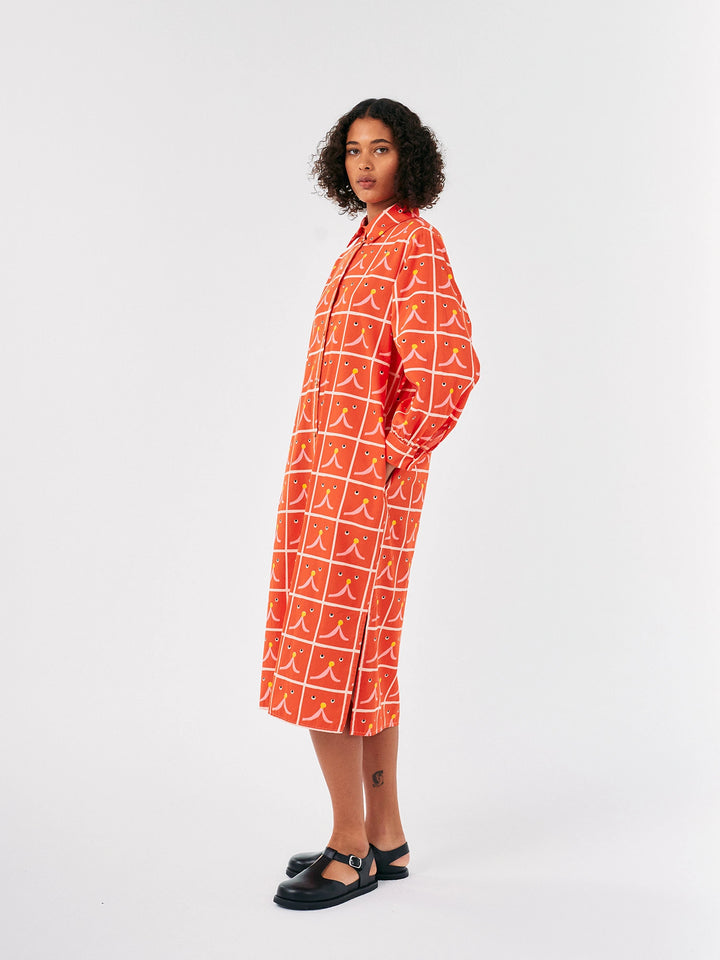 Vestit camisero estampat Abstract Cat Smile