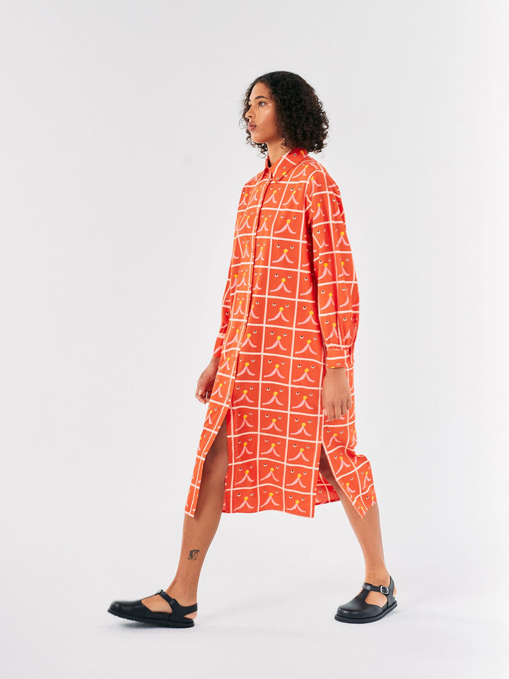 Vestit camisero estampat Abstract Cat Smile