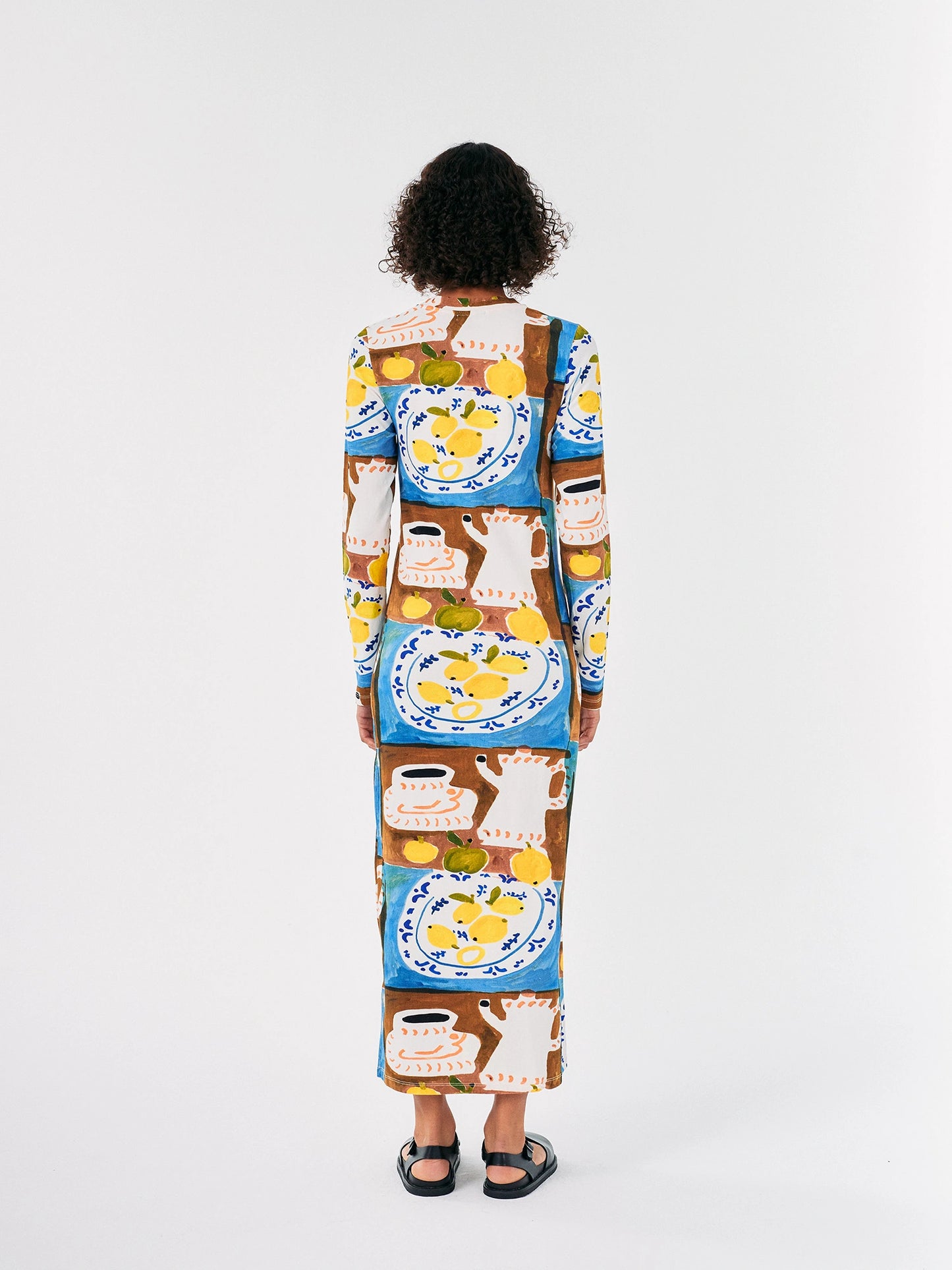 Abstract Tea Time printed bodycon dress