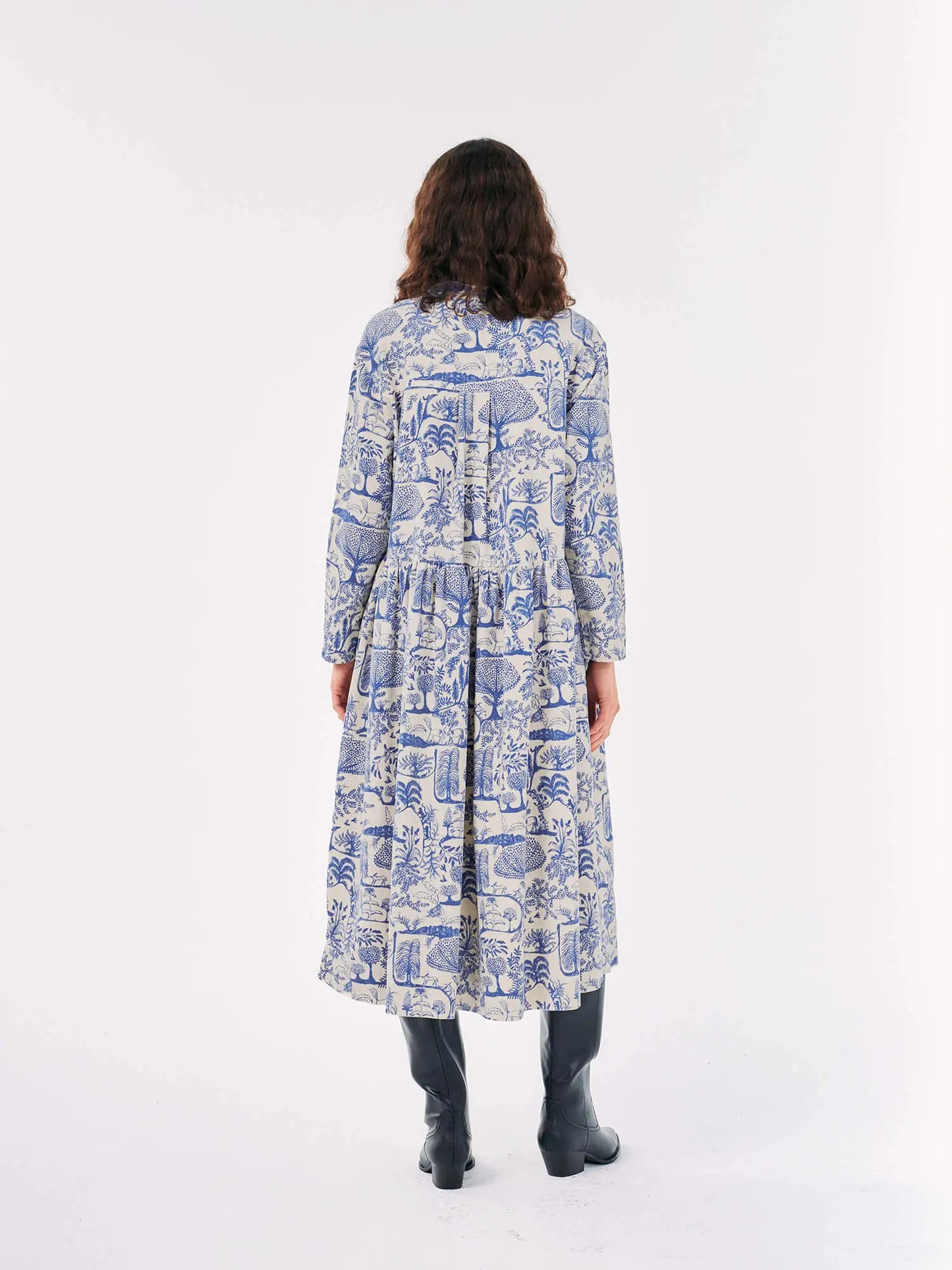 Wonderland printed corduroy loose fit dress