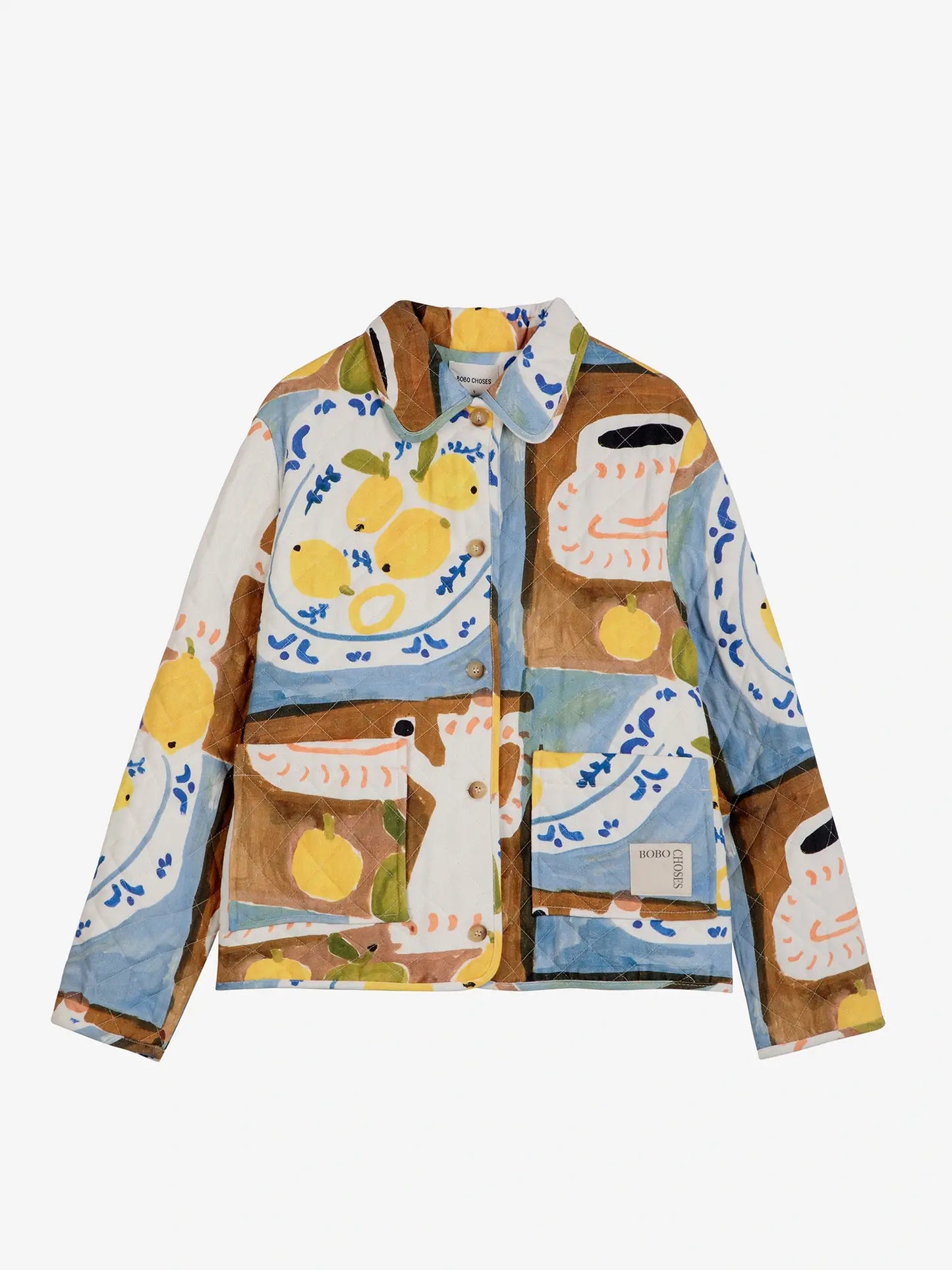 Abstract Tea Time printed quilted jacket