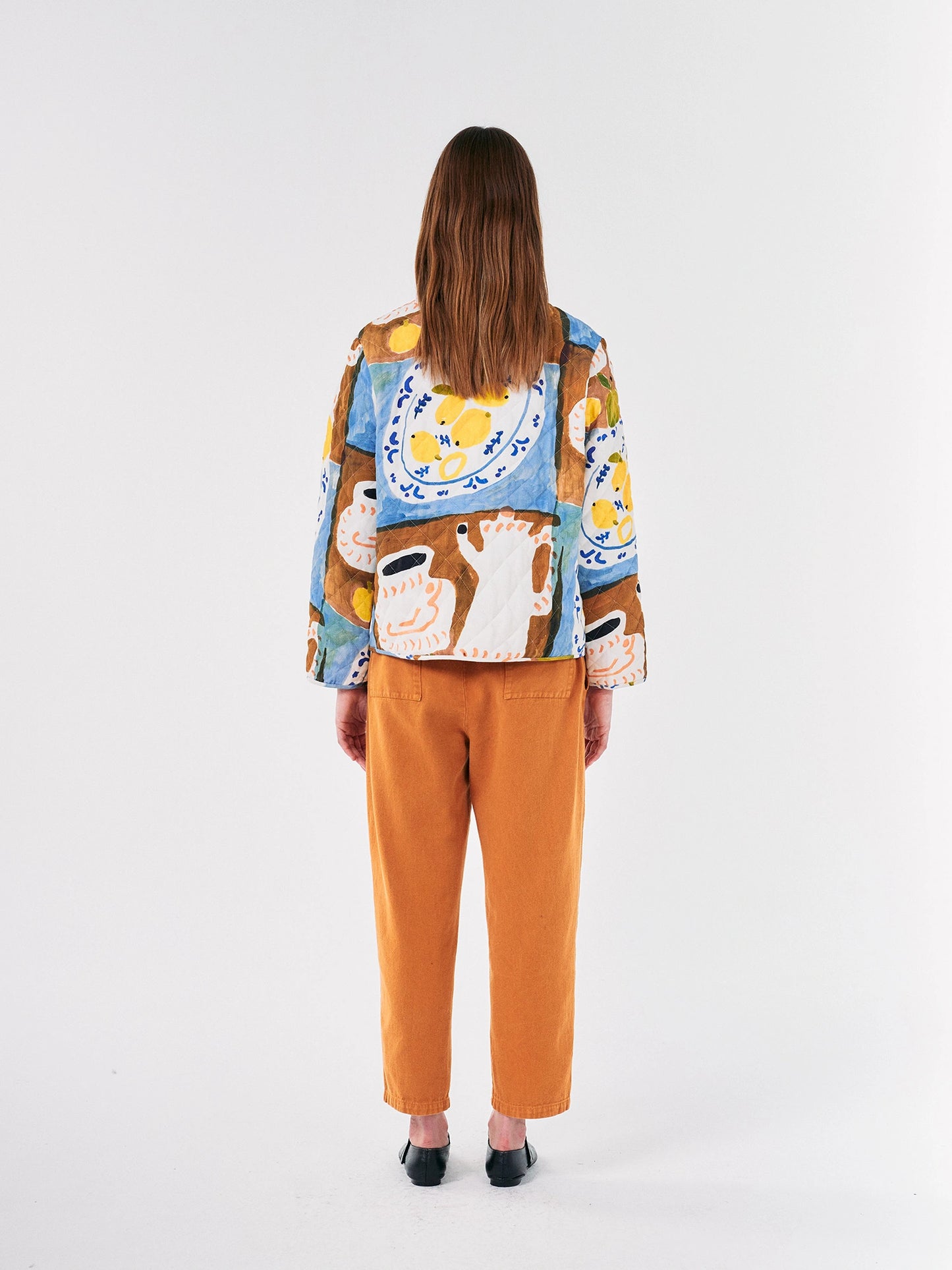 Abstract Tea Time printed quilted jacket