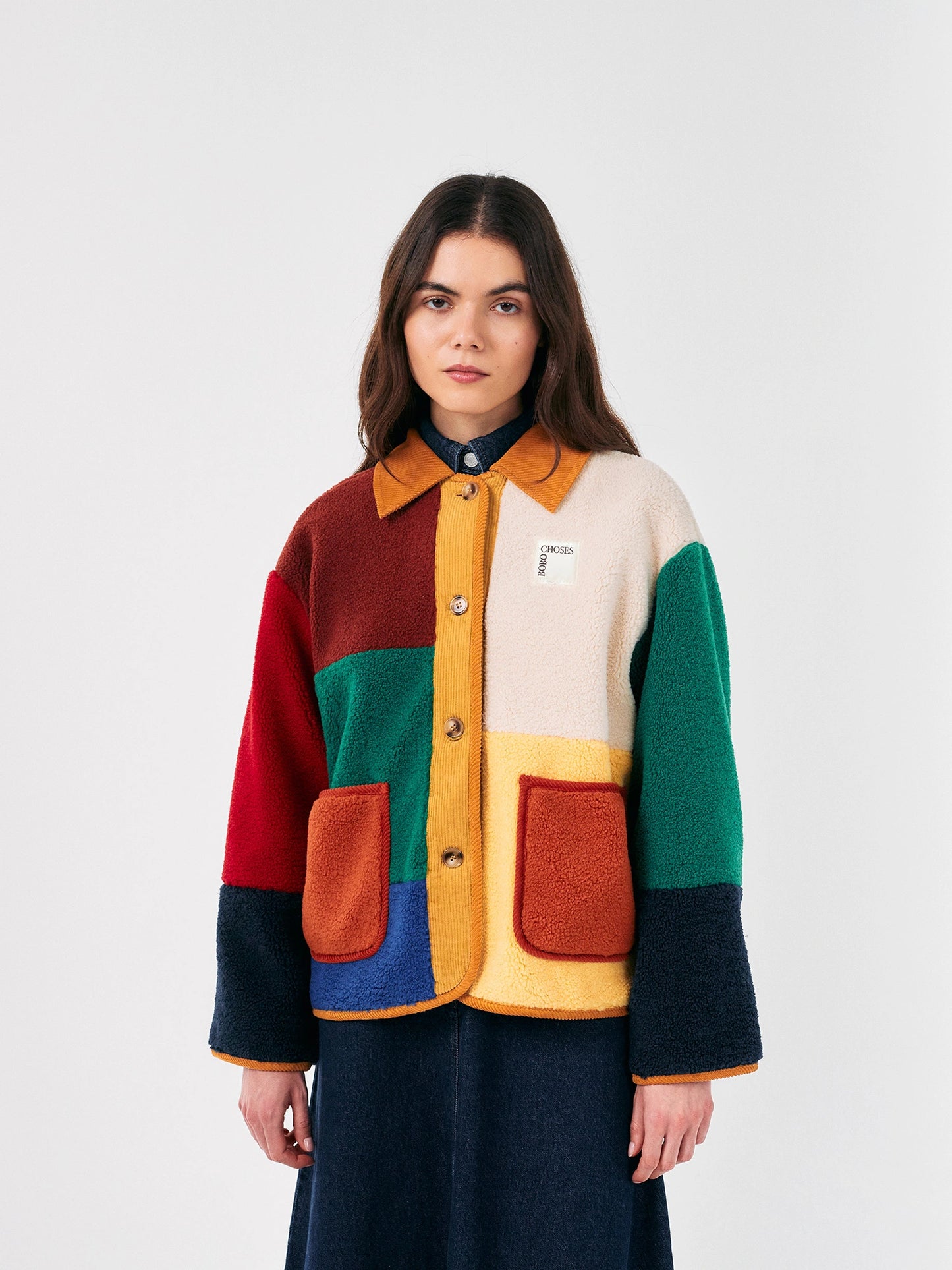 Veste en peau de mouton Color Block